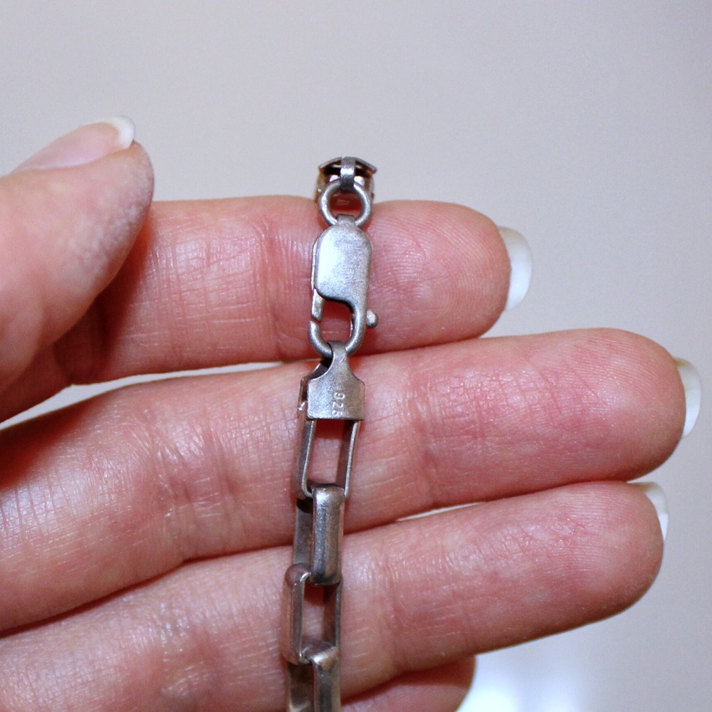 Solid Sterling Silver Rectangular Cable Chain 20" - image 2